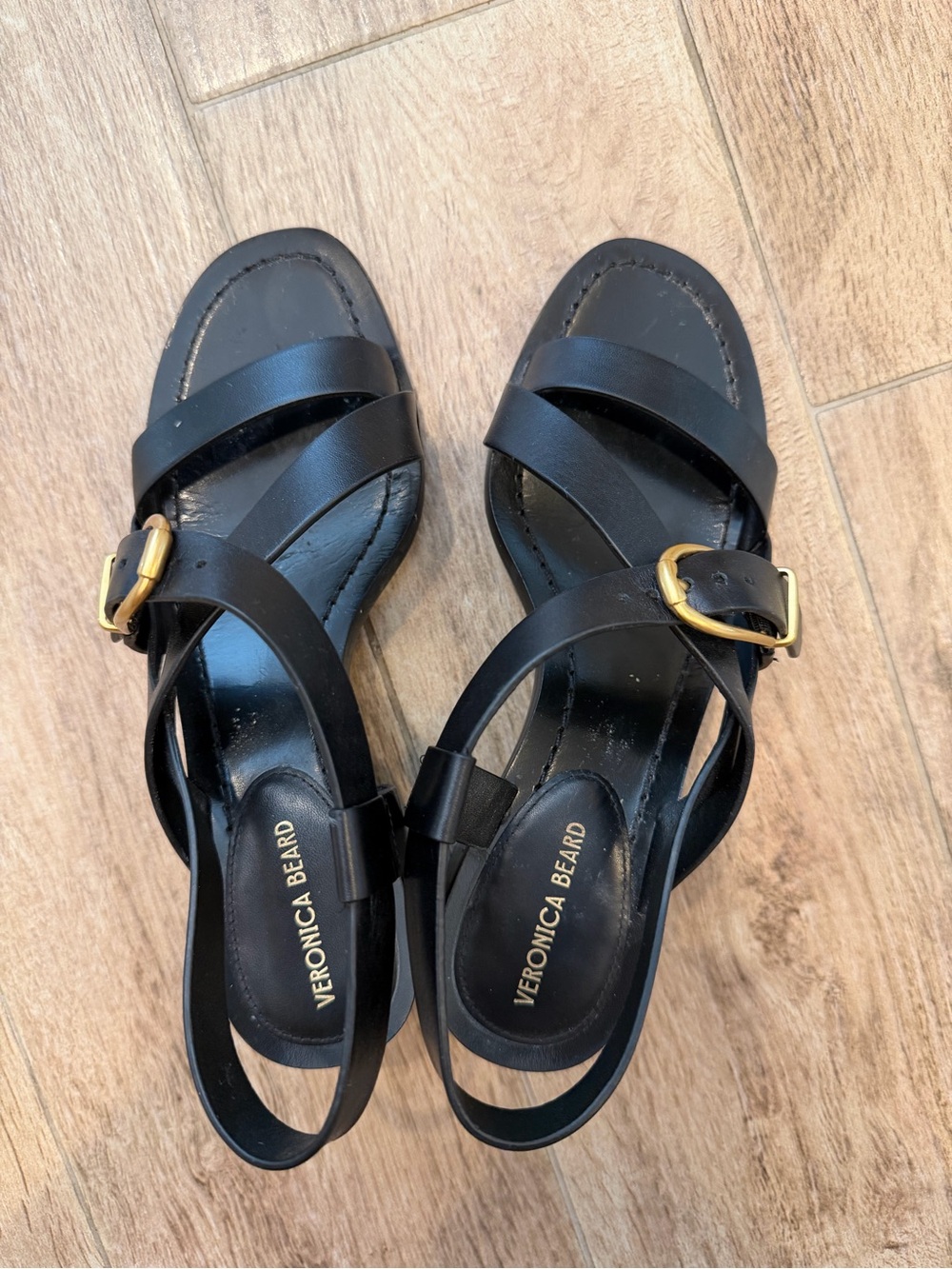 Veronica Beard Etta Black Leather Strappy Sandals size 6 good condition